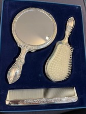 Silver played dresser set - dresser,