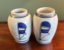 Pair Of Poole Studio Vases With Yachts Limited Edition By K Brown No’s 47 & 80