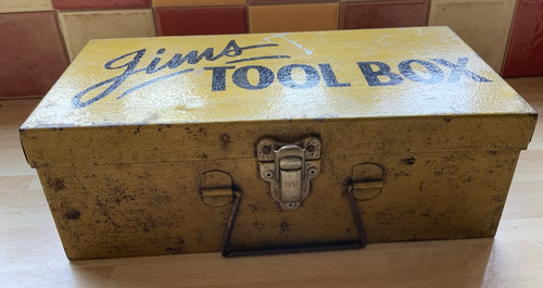 Vintage metal toolbox - vintage,