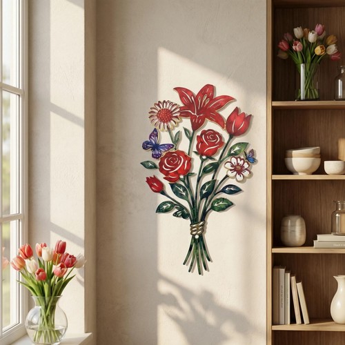 Metal flower wall art - wall,