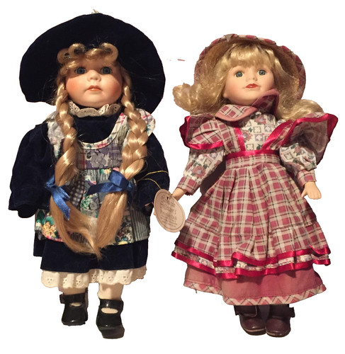 Vintage blonde porcelain dolls - vintage,
