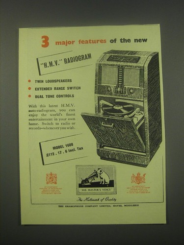 1949 hmv radiogram model 1608 - hmv,