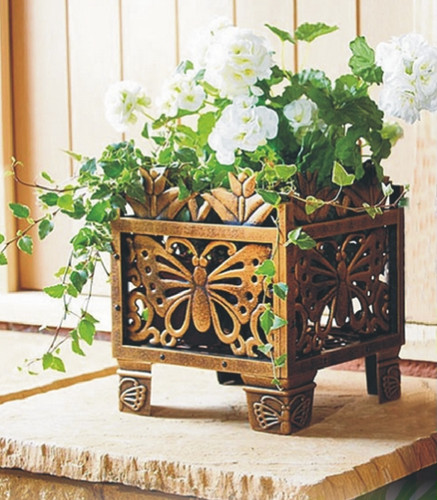 Bronze butterfly planter rack - bronze,
