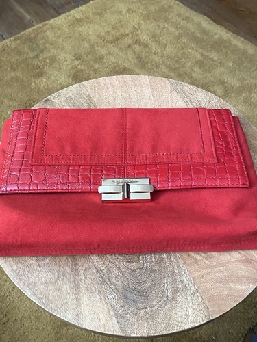 Ladies red suede effect clutch - suede,