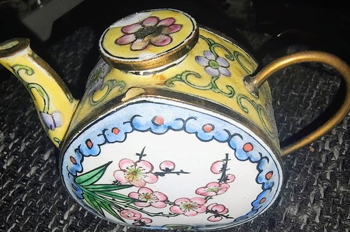 Painted ceramic floral tea pot - ceramic,