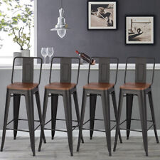 Set of 2 4 Metal Industrial Bar Stool Breakfast Kitchen Bistro Cafe Vintage Seat