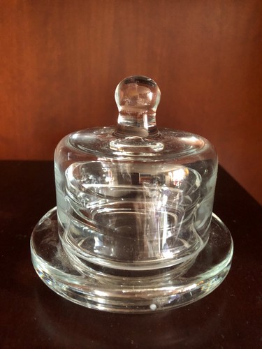 Vintage glass butter dish - glass,