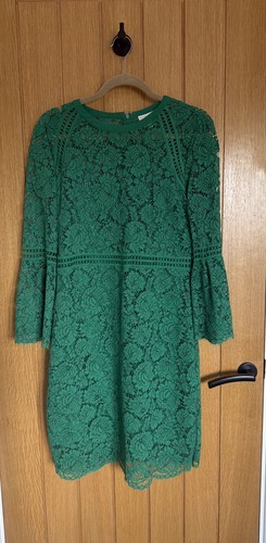 Green knee length lined - length, lace