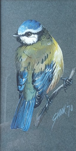 Blue tit gouache reg snook - blue, gouache.