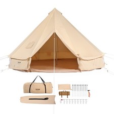 VEVOR Canvas Bell Tent 3m/9.8ft 4-Season Canvas Tent for Camping with Stove Jack