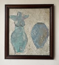 Original Abstract Mid Century Modernist Style Still Life Oil On Board Painting