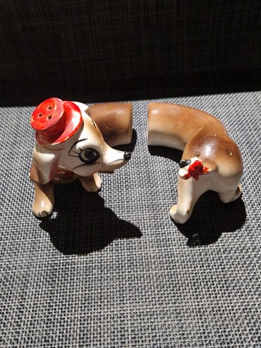 Vintage kitsch dachshund salt - vintage,
