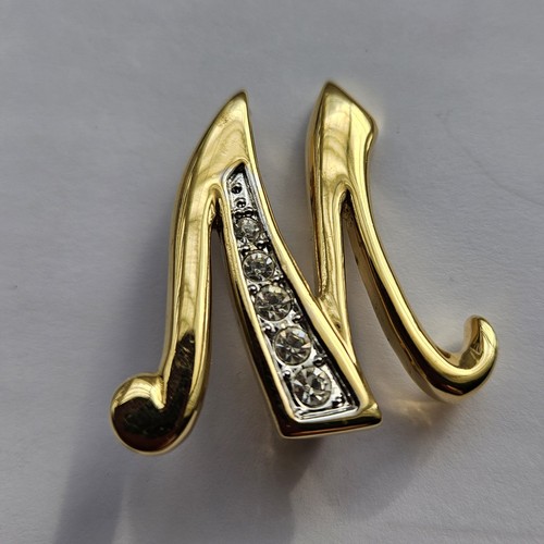 Letter goldtone brooch - letter,