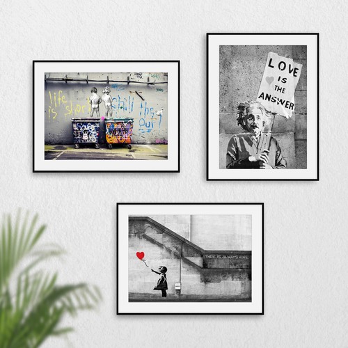 Set banksy wall art - set,