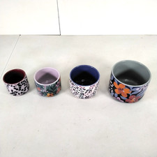 X4 Habitat Measuring Cup Set Ceramic 1 Cup 1/2 Cup 1/3 Cup 1/4 Cup Floral Design