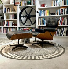 Vintage Eames Lounge Chair & Ottoman Footstool Genuine Leather Armchair Recliner