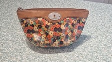 Fossil Key-Per Cosmetics Bag Floal Pattern Leather trim