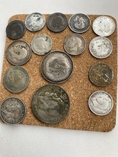 SMALL COIN COLLECTION . Six Pence,Shilling,Half Crown,Florin.Old Coins Silver