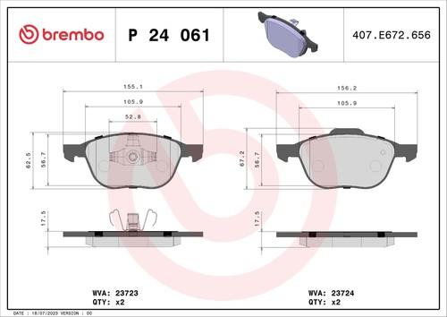 P24061 brake pad set disc - p24061, set,