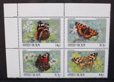 STEEP HOLM (UK LOCAL) 1980s Butterflies. Block of 4. Mint Never Hinged.