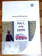 1999 VW PRICE LIST (A4 Size) Polo Golf GTI Cabrio Passat Sharan VR6 Syncro Carat