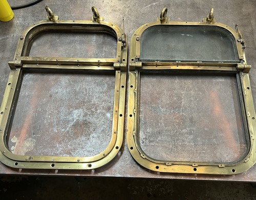 Pair vintage brass - brass, ships