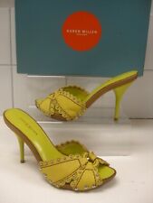 KAREN MILLEN YELLOW SANDALS SHOES 4 37 stiletto high heel lime green rrp£99 slip