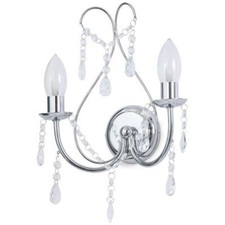 Litecraft Wall Light Bathroom Crystal Effect 2 Arm - Polished Chrome Clearance  