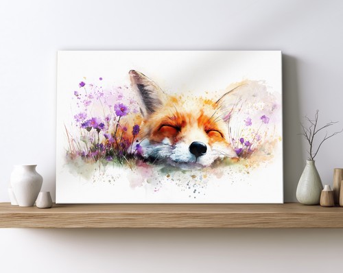 Sleeping fox canvas - fox, wall
