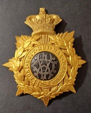 ORIGINAL ARMY VETERINARY DEPT. VICTORIAN OFFICERS SILVER AND GILT HELMET PLATE