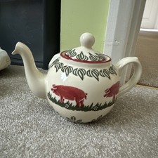 Brixton Pottery Small Teapot Pig Design Spongeware Studio Pottery 450ml