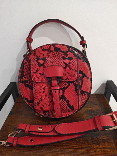 Red and black handbag faux - and,