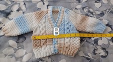 Brand new hand knitted baby boy multicoloured marble cable cardigan (3-9 months)