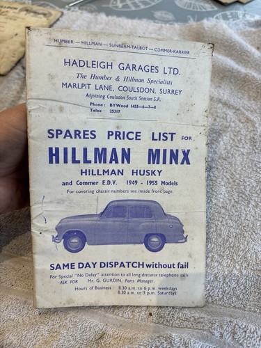 Spares price list for hillman - spares,