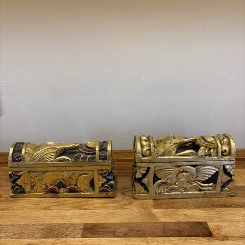Pair antique asian wood - antique,
