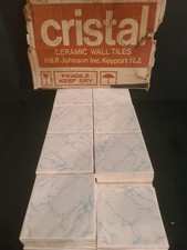 (LOT OF 75) Cristal VTG Glazed Ceramic Wall Tile 4 1/4" Blue/White Made England