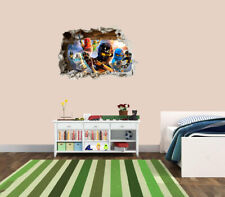 3D Smashed Wall Mural Ninjago Wall Sticker Lego Room Wall Art
