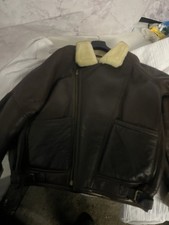 Real Sheep Skin Leather Coat Size 44 Brown Men's Jacket