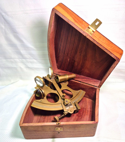 Brass nautical sextant - sextant, in