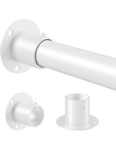 Adjustable Wardrobe Rod Heavy Duty Clothes Hanging Rail – White 70-90 cm