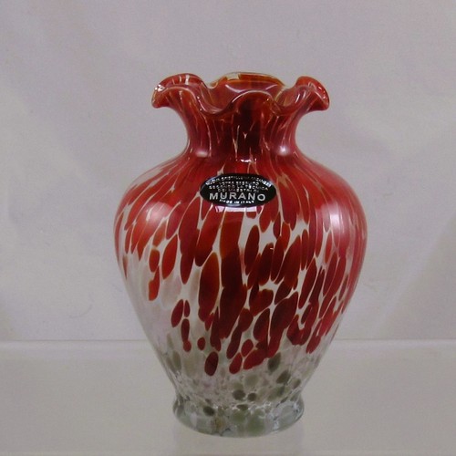 Italian murano glass vase red - vase,