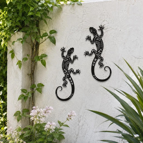 Iron gecko wall art decor - 2x,