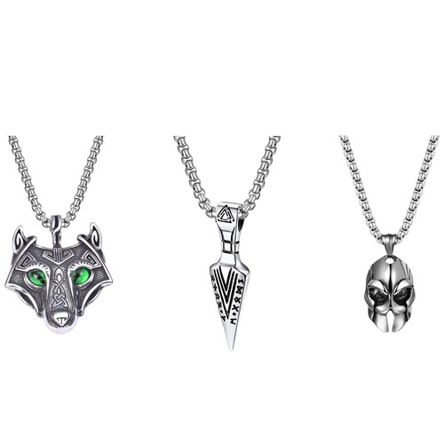 Men viking wolf head - men's,