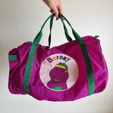Vintage Barney The Dinosaur Duffle Sleep Over Bag Tote Purple Nylon 90s