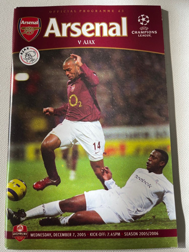 Arsenal ajax programme - v,