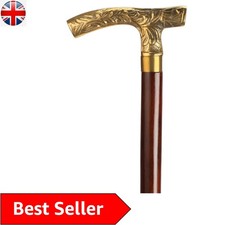 Luxury 36 Inch Wooden Walking Stick - Unique Gift with Brass Handle for All Ages