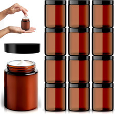 Amber Glass Jars - 12 Pack