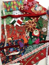 Christmas Slow Stitching Kit, Mindful Sewing, Fabrics, Threads, Buttons, Etc