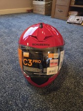 Schuberth C3 Pro red motorbike helmet with built in intercom. Small 55. New.