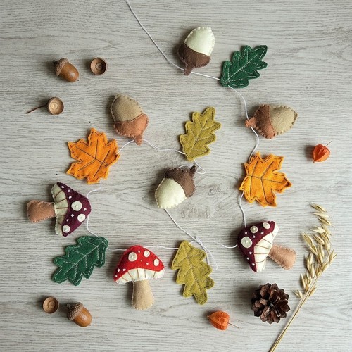 Felt autumn garland bunting - garland,